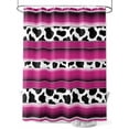 thumbnail image 1 of Shower Curtains for Bathroom-36"x72", Mexico Cow Animal Black White Skin Texture Waterproof Bath Curtain Grommet Shower Curtain Set with Hooks, Rose Red Stripes Washable Bath Accessories, 1 of 6