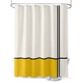 thumbnail image 1 of Shower Curtains for Bathroom-36"x72", Modern Geometric Lines Splicing Art Waterproof Bath Curtain Grommet Shower Curtain Set with Hooks, Black Stripe on Beige and Yellow Washable Bath Accessories, 1 of 6