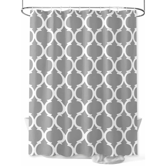 Shower Curtains for Bathroom-36"x72", Rustic Morocco Lattice Pattern Waterproof Bath Curtain Grommet Shower Curtain Set with Hooks, Modern Gray Washable Bath Accessories