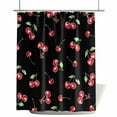 thumbnail image 1 of Shower Curtains for Bathroom-36"x72",Watercolor Red Cherry on Black Waterproof Bath Curtain Grommet Shower Curtain Set with Hooks,Farm Seamless Fruit Art Washable Bath Accessories, 1 of 7