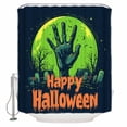 thumbnail image 1 of Shower Curtains for Bathroom-36"x78",Happy Halloween Scary Palm Green Moon Waterproof Bath Curtain Grommet Shower Curtain Set with Hooks,Black Graveyard Washable Bath Accessories, 1 of 9