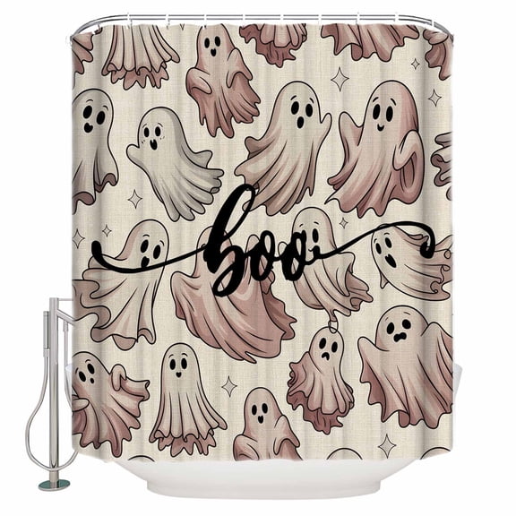 Shower Curtains for Bathroom-54"x78",Halloween Horror Cute Ghost Waterproof Bath Curtain Grommet Shower Curtain Set with Hooks,Vintage Washable Bath Accessories