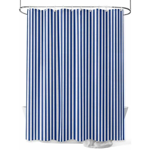 Shower Curtains for Bathroom-60"x72", Modern Minimalist Blue Stripe Art Waterproof Bath Curtain Grommet Shower Curtain Set with Hooks, Simple Color Line Texture Washable Bath Accessories