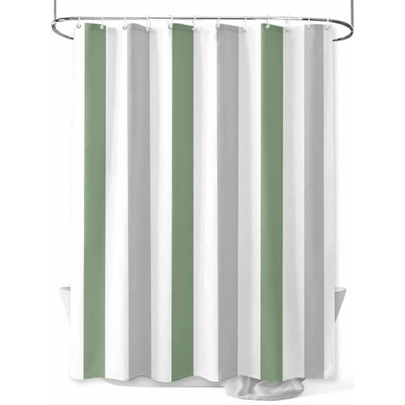Shower Curtains for Bathroom-60"x72", Modern Minimalist Striped Art Waterproof Bath Curtain Grommet Shower Curtain Set with Hooks, Sage Green Gray Stripe Washable Bath Accessories
