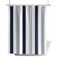 thumbnail image 1 of Shower Curtains for Bathroom-66"x72",Minimalist Gray Navy Blue Stripe Waterproof Bath Curtain Grommet Shower Curtain Set with Hooks,Modern Contrast Color Block Washable Bath Accessories, 1 of 7