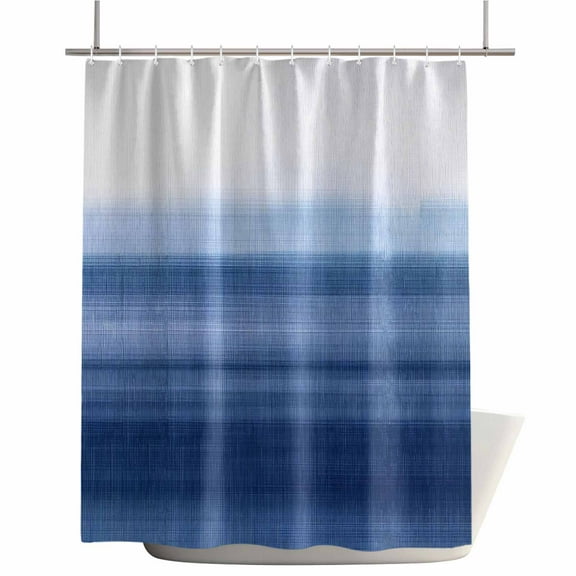 Shower Curtains for Bathroom-72"x72",Abstract Navy Blue White Gradient Waterproof Bath Curtain Grommet Shower Curtain Set with Hooks,Modern Linen Style Washable Bath Accessories