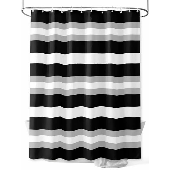 Shower Curtains for Bathroom-72"x72", Black Gray White Stripe Texture Waterproof Bath Curtain Grommet Shower Curtain Set with Hooks, Modern Minimalist Art Washable Bath Accessories