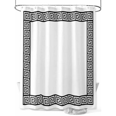 Shower Curtains for Bathroom-72"x72", Greek Meander Border Inspired Key Waterproof Bath Curtain Grommet Shower Curtain Set with Hooks, Abstract Twist Stripe on White Washable Bath Accessories