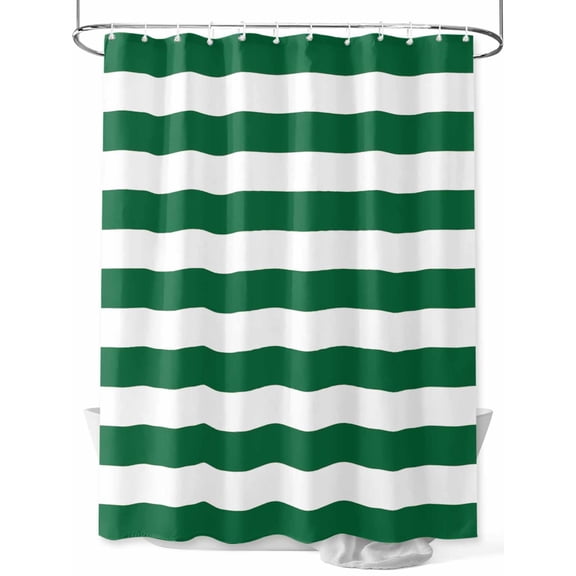 Shower Curtains for Bathroom-72"x72", Green and White Stripe Waterproof Bath Curtain Grommet Shower Curtain Set with Hooks, Modern Minimalist Art Color Block Washable Bath Accessories