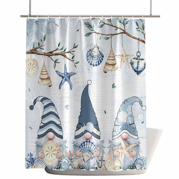Shower Curtains for Bathroom-72"x72",Marine Life Starfish Shell Gnome Waterproof Bath Curtain Grommet Shower Curtain Set with Hooks,Nautical Theme Tree Branch Washable Bath Accessories