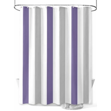 Shower Curtains for Bathroom-72"x72", Modern Minimalist Purple Gray Stripe Waterproof Bath Curtain Grommet Shower Curtain Set with Hooks, Geometric Line Art Washable Bath Accessories