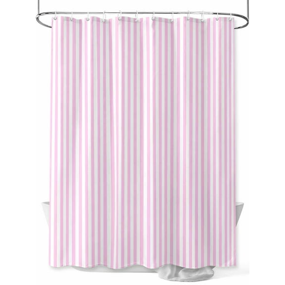Shower Curtains for Bathroom-72"x84", Modern Pink White Simple Stripe Art Waterproof Bath Curtain Grommet Shower Curtain Set with Hooks, Minimalist Line Texture Washable Bath Accessories