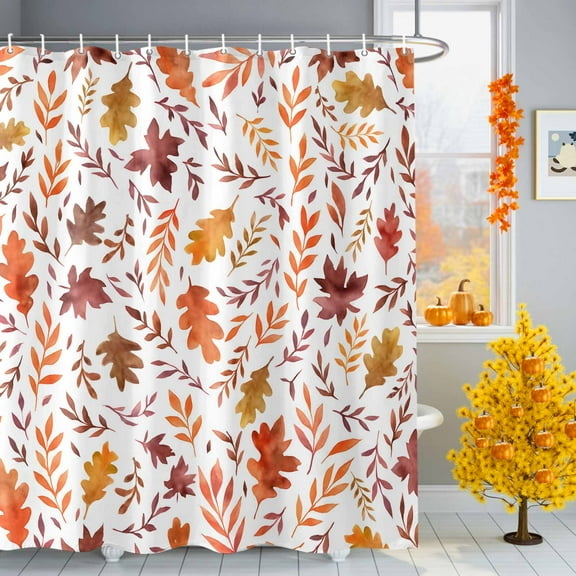 Shower Curtains for Bathroom-72"x84",Watercolor Autumn Leaves Plant Waterproof Bath Curtain Grommet Shower Curtain Set with Hooks,Retro Thanksgiving Theme Washable Bath Accessories