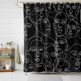 thumbnail image 1 of Shower Curtains for Bathroom, Abstract Style Waterproof Fabric Shower Curtain, Black Face Line Modern Character Art Decorative Bathroom Curtain for Bathtub, 72"x84", No Hooks Included, 1 of 9