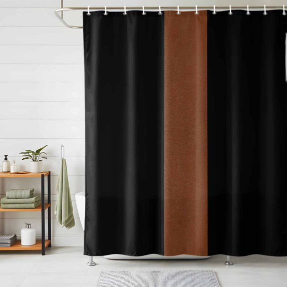 Shower Curtains for Bathroom, Black Brown Waterproof Fabric Shower Curtain, Contemporary Boho Modern Art Decorative Bathroom Curtain for Bathtub, 72"x84", No Hooks Included