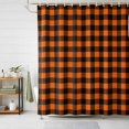 thumbnail image 1 of Shower Curtains for Bathroom, Black Orange Plaid Waterproof Fabric Shower Curtain, Farmhouse Buffalo Check Gingham Decorative Bathroom Curtain for Bathtub, 72"x72", No Hooks Included, 1 of 9