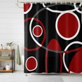 thumbnail image 1 of Shower Curtains for Bathroom, Black Red Waterproof Fabric Shower Curtain, White Circle Geometric Abstract Texture Decorative Bathroom Curtain for Bathtub, 72"x78", No Hooks Included, 1 of 9