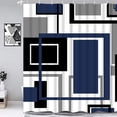 thumbnail image 1 of Shower Curtains for Bathroom Blue Geometric Shower Curtain Navy Blue Shower Curtain Modern Shower Curtain, Waterproof Black Blue and Gray Shower Curtain with 12 Hooks, 72" x 72", 1 of 6