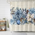 thumbnail image 1 of Shower Curtains for Bathroom, Blue Poinsettia Christmas Waterproof Fabric Shower Curtain, Xmas Botanical Balls Snowflake Retro Decorative Bathroom Curtain for Bathtub, 36"x72", No Hooks Included, 1 of 9