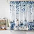 thumbnail image 1 of Shower Curtains for Bathroom, Blue Pumpkin Fall Waterproof Fabric Shower Curtain, Thanksgiving Watercolor Eucalyptus Leaves Decorative Bathroom Curtain for Bathtub, 36"x72", No Hooks Included, 1 of 9