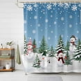 thumbnail image 1 of Shower Curtains for Bathroom, Blue Snowman Christmas Waterproof Fabric Shower Curtain, Xmas Tree Green Snowflake Decorative Bathroom Curtain for Bathtub, 72"x72", No Hooks Included, 1 of 9