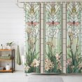 thumbnail image 1 of Shower Curtains for Bathroom, Butterfly Flowers Waterproof Fabric Shower Curtain, Vintage Stained Glass Green Spring Decorative Bathroom Curtain for Bathtub, 36"x72", No Hooks Included, 1 of 9