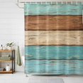 thumbnail image 1 of Shower Curtains for Bathroom, Farmhouse Aqua Brown Waterproof Fabric Shower Curtain, Vintage Wooden Striped Decorative Bathroom Curtain for Bathtub, 36"x72", No Hooks Included, 1 of 9