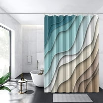Shower Curtains for Bathroom Geometric Ocean Bathroom Curtain Turquoise Teal Ombre Brown Abstract Beach Waterproof Bath Curtain Decorative Bathtub Accessories 72 x 72 Inch
