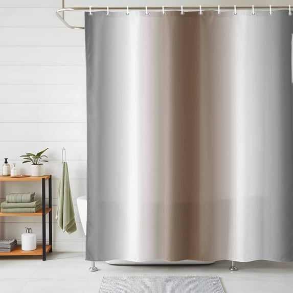 Shower Curtains for Bathroom, Gray Brown Waterproof Fabric Shower Curtain, Modern Gradient Geometric Decorative Bathroom Curtain for Bathtub, 72"x84", No Hooks Included