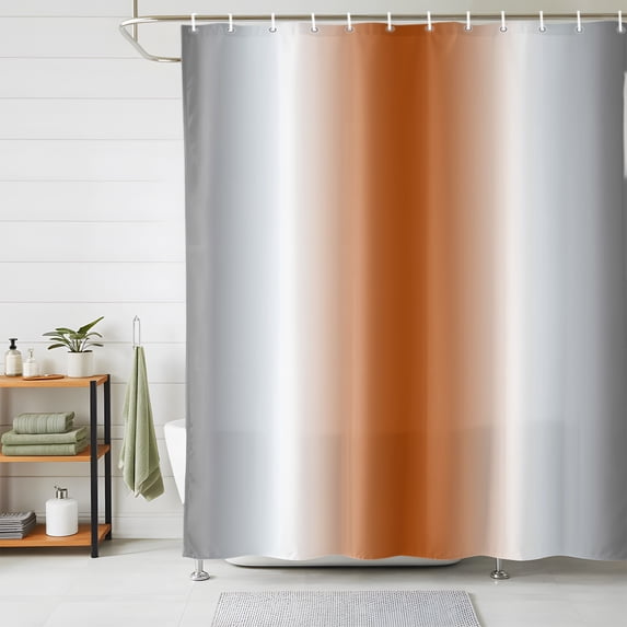 Shower Curtains for Bathroom, Gray Orange Waterproof Fabric Shower Curtain, Modern Gradient Geometric Decorative Bathroom Curtain for Bathtub, 72"x78", No Hooks Included