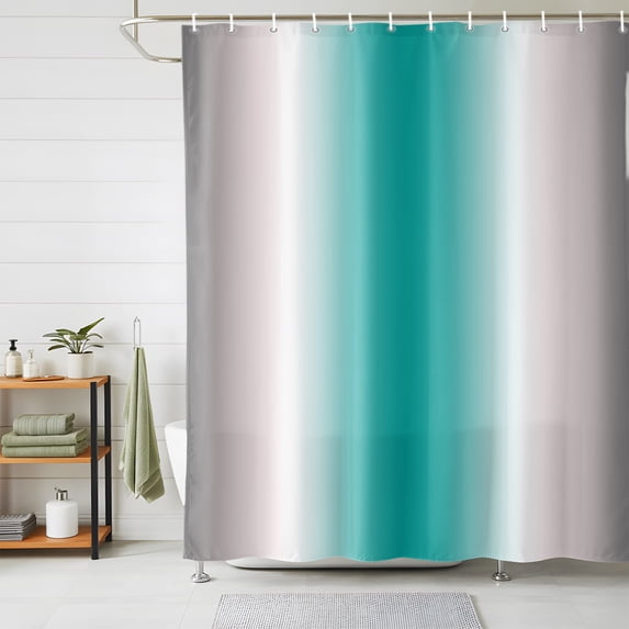 Shower Curtains for Bathroom, Gray Teal Green Waterproof Fabric Shower Curtain, Modern Gradient Geometric Decorative Bathroom Curtain for Bathtub, 72"x72", No Hooks Included