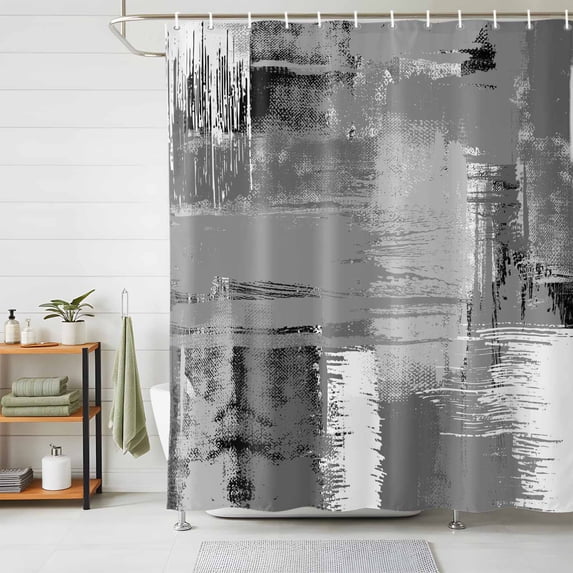 Shower Curtains for Bathroom, Grey Abstract Waterproof Fabric Shower Curtain, Modern Mottled Art Oil Painting Decorative Bathroom Curtain for Bathtub, 72"x78", No Hooks Included
