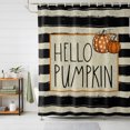 thumbnail image 1 of Shower Curtains for Bathroom, Hello Fall Waterproof Fabric Shower Curtain, Thanksgiving Orange Pumpkin Black Stripe Decorative Bathroom Curtain for Bathtub, 72"x84", No Hooks Included, 1 of 9
