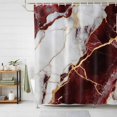thumbnail image 1 of Shower Curtains for Bathroom, Marble Red Waterproof Fabric Shower Curtain, Modern Abstract Gold White Brick Stone Motif Decorative Bathroom Curtain for Bathtub, 72"x78", No Hooks Included, 1 of 9