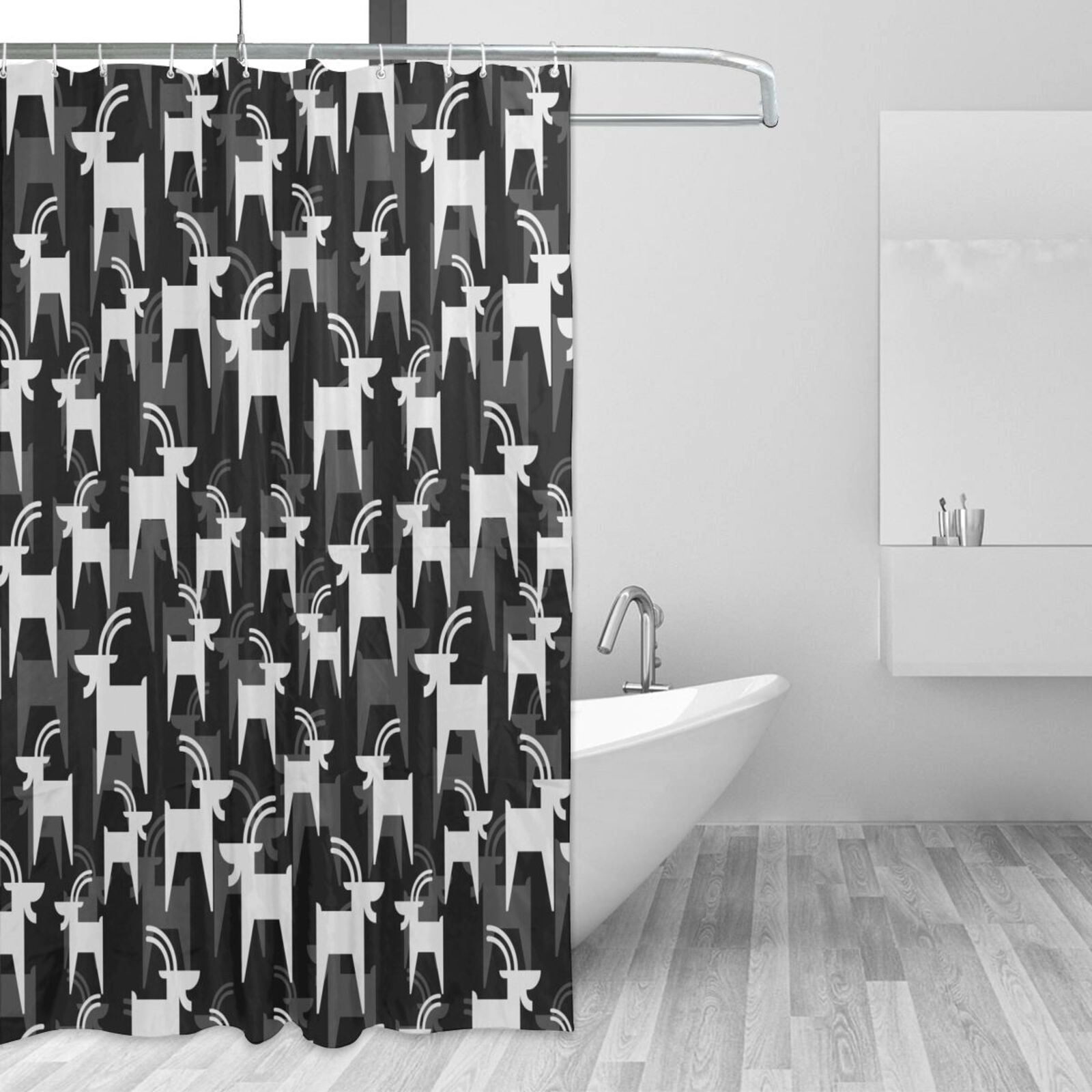 Shower Curtains for Bathroom Mountain goat cool black Washable