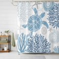 thumbnail image 1 of Shower Curtains for Bathroom, Navy Blue Coastal Turtle Waterproof Fabric Shower Curtain, Ocean Coral Nautical Decorative Bathroom Curtain for Bathtub, 72"x72", No Hooks Included, 1 of 9