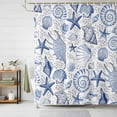 thumbnail image 1 of Shower Curtains for Bathroom, Navy Blue Coastal Waterproof Fabric Shower Curtain, Nautical Ocean Shell Starfish Sea Decorative Bathroom Curtain for Bathtub, 66"x72", No Hooks Included, 1 of 9