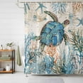 thumbnail image 1 of Shower Curtains for Bathroom, Ocean Turtle Waterproof Fabric Shower Curtain, Coastal Nautical Coral Starfish Blue Decorative Bathroom Curtain for Bathtub, 66"x72", No Hooks Included, 1 of 9