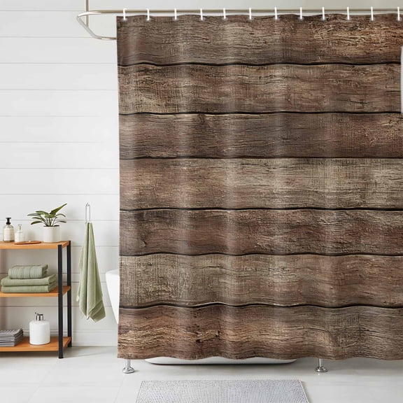 Shower Curtains for Bathroom, Old Wooden Board Waterproof Fabric Shower Curtain, Rustic Farmhouse Brown Wooden Plank Decorative Bathroom Curtain for Bathtub, 72"x72", No Hooks Included