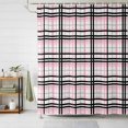 thumbnail image 1 of Shower Curtains for Bathroom, Pink Black Plaid Waterproof Fabric Shower Curtain, Farmhouse Pink Black Checkered Decorative Bathroom Curtain for Bathtub, 72"x78", No Hooks Included, 1 of 9