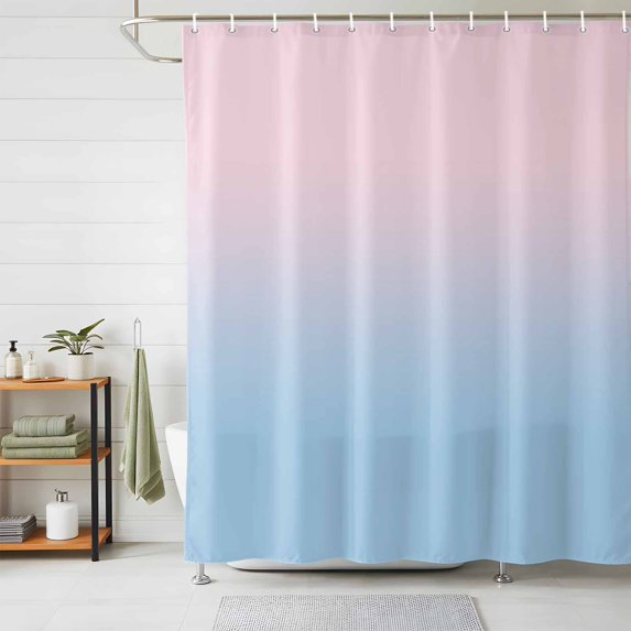 Shower Curtains for Bathroom, Pink Blue Ombre Waterproof Fabric Shower Curtain, Pink Gradient Color Modern Abstract Art Decorative Bathroom Curtain for Bathtub, 72"x78", No Hooks Included