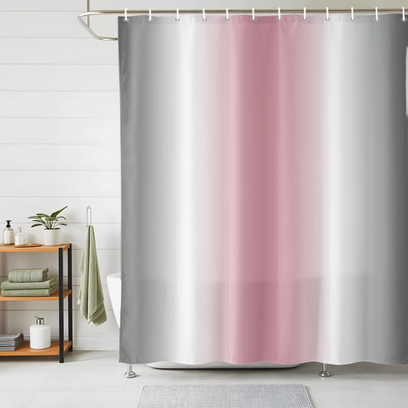 Shower Curtains for Bathroom, Pink Grey White Waterproof Fabric Shower Curtain, Farmhouse Ombre Color Modern Simple Decorative Bathroom Curtain for Bathtub, 36"x72", No Hooks Included