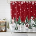 thumbnail image 1 of Shower Curtains for Bathroom, Red Christmas Snowman Waterproof Fabric Shower Curtain, Xmas Snowflake Tree Winter Decorative Bathroom Curtain for Bathtub, 72"x84", No Hooks Included, 1 of 9