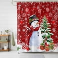 thumbnail image 1 of Shower Curtains for Bathroom, Red Christmas Waterproof Fabric Shower Curtain, Snowman Xmas Tree Ball Gifts Winter Decorative Bathroom Curtain for Bathtub, 72"x78", No Hooks Included, 1 of 9