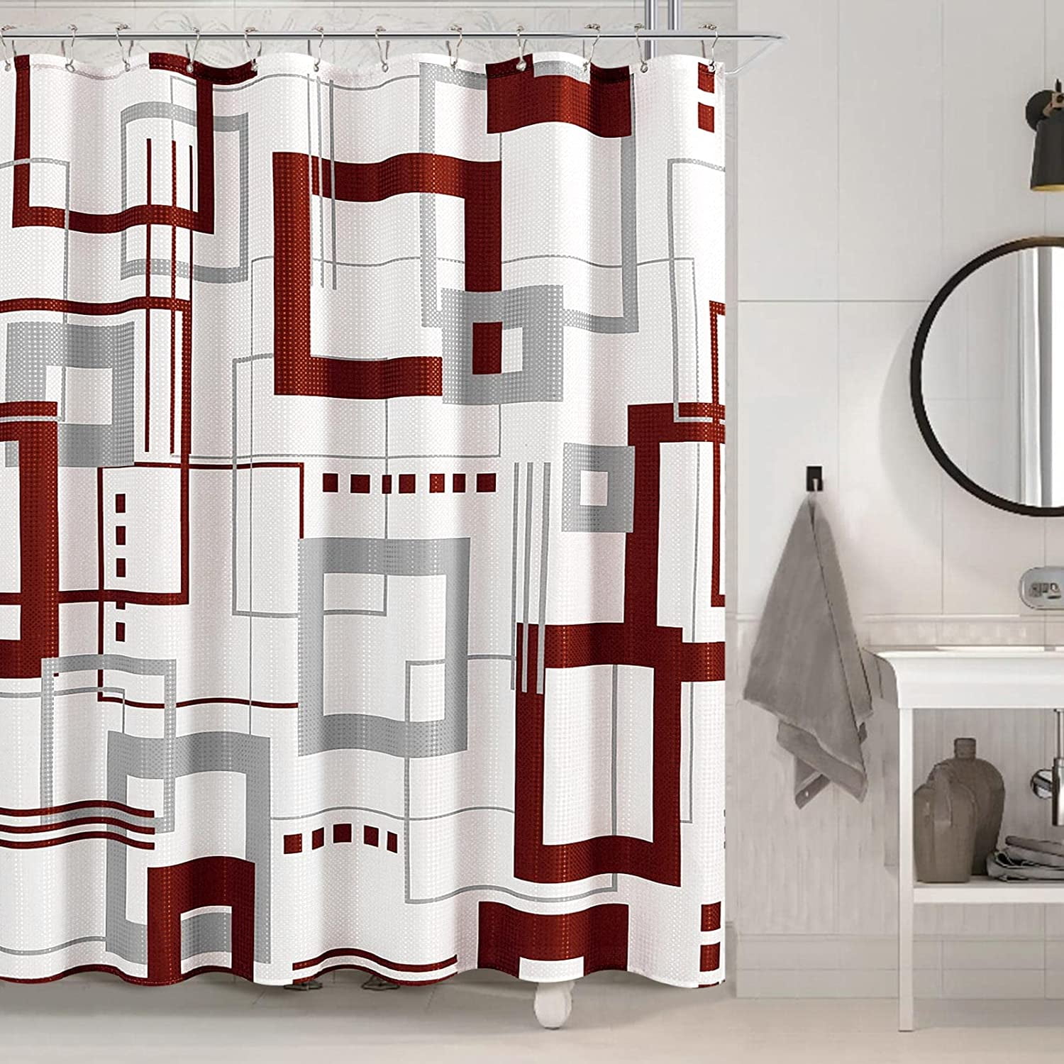Shower Curtains for Bathroom Red Shower Curtains Set Modern Geometric