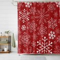 thumbnail image 1 of Shower Curtains for Bathroom, Red Snowflake Christmas Waterproof Fabric Shower Curtain, Xmas Snowflake Red Decorative Bathroom Curtain for Bathtub, 36"x72", No Hooks Included, 1 of 9