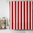thumbnail image 1 of Shower Curtains for Bathroom, Red Striped Waterproof Fabric Shower Curtain, Christmas Farmhouse Red White Stripes Decorative Bathroom Curtain for Bathtub, 72"x78", No Hooks Included, 1 of 9
