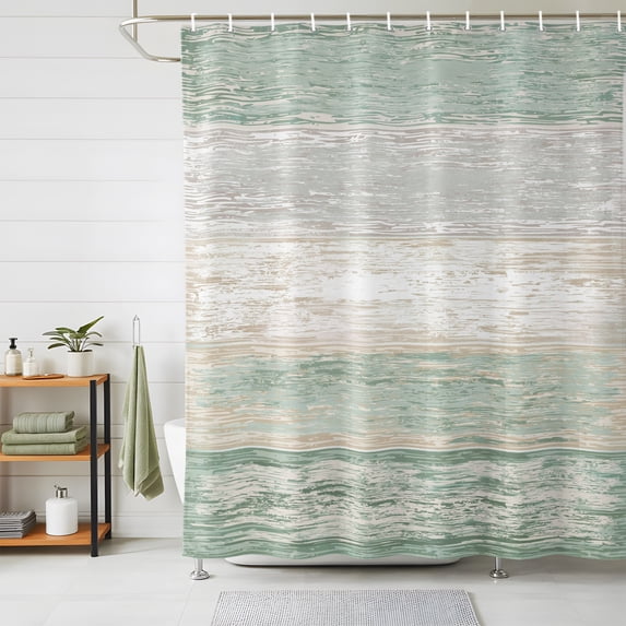 Shower Curtains for Bathroom, Sage Green Grey Waterproof Fabric Shower Curtain, Farmhouse Gray Barn Wooden Vintage Striped Decorative Bathroom Curtain for Bathtub, 72"x78", No Hooks Included