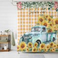 thumbnail image 1 of Shower Curtains for Bathroom, Sunflowers Trucks Waterproof Fabric Shower Curtain, Spring Farmhouse Eucalyptus Orange Plaid Decorative Bathroom Curtain for Bathtub, 66"x72", No Hooks Included, 1 of 9