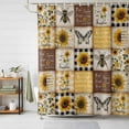thumbnail image 1 of Shower Curtains for Bathroom, Sunflowers Waterproof Fabric Shower Curtain, Retro Country Butterfly Bee Floral Plaid Decorative Bathroom Curtain for Bathtub, 72"x78", No Hooks Included, 1 of 9